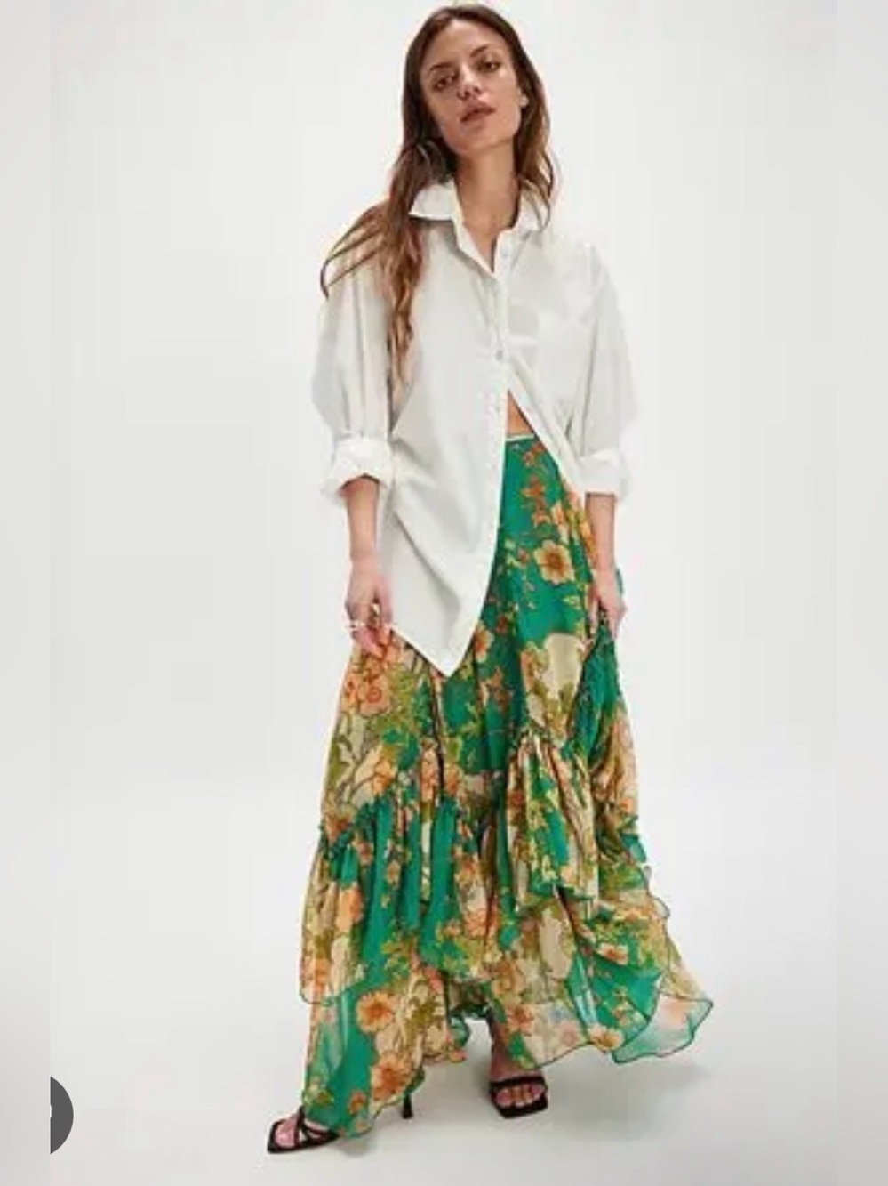 NWT Free People Palermo Villa Chiffon Maxi Skirt
